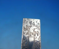 .950 Silver Lipstick Case with Crown and Mirror Hand Engraved 2 1/4" (#6808)