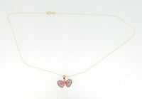 14k Yellow Gold Watermelon Genuine Natural Tourmaline Butterfly Pendant (#5020)