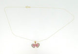 14k Yellow Gold Watermelon Genuine Natural Tourmaline Butterfly Pendant (#5020)