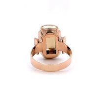 9k Rose Gold Rectangular Opal and Seed Pearl Ring Jewelry (#J5618)