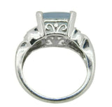 14k White Gold Blue-Gray Genuine Natural Chalcedony Ring with Diamonds (#J3558)