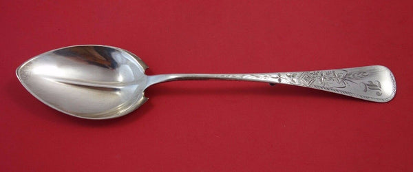 Antique Engraved Wheat by Vanderslice Sterling Silver Stuffing Spoon with Button