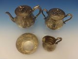 Charters, Cann & Dunn Coin Silver Tea Set 4pc with 3-D Acorn Finials (#0335)