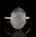 Victorian Large Oval Genuine Natural Moonstone 10K Yellow Gold Ring (#J6004)