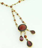 14k Yellow Gold Genuine Natural Garnet Cabochon Necklace 21 Carats (#J4190)