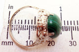 14K Gold Oval Genuine Natural Malachite Filigree Ring (#J2900)