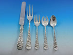 Rose by Stieff Sterling Silver Flatware Set Service 30 pieces Repousse Dinner