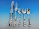Rose by Stieff Sterling Silver Flatware Set Service 30 pieces Repousse Dinner