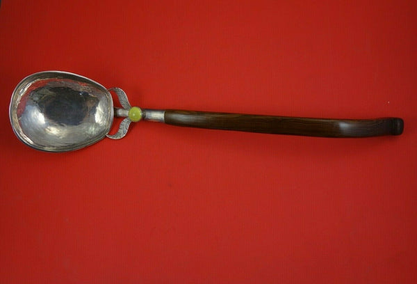 Peruvian .925 Silver Paella Spoon with Wood Handle and Yellow Stone 15 1/2"