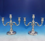 German .835 Silver Candelabra Pair 3-Light 11" x 11 1/2" Post 1886 (#4053)