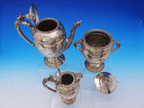 Gorham Coin Silver Coffee Set Hand Chased Repousse Antique 3pc #30 (#3588)