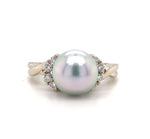 14k White Gold 8.8mm Silver Akoya Pearl Ring Jewelry (#J5591)