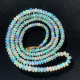 95cts Genuine Natural Opal Beaded Necklace with 14k Yellow Gold Clasp (#J5922)