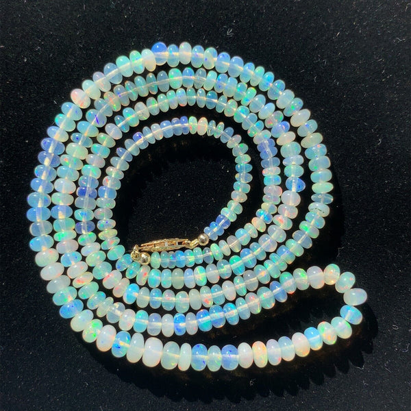 95cts Genuine Natural Opal Beaded Necklace with 14k Yellow Gold Clasp (#J5922)