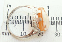 10K Gold Art Deco Oval Genuine Natural Cameo Ring with Woman'S Profile (#J2889)