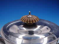 Georgian English Silver Tea Pot with Wood Handle and Beaded Border (#4247)