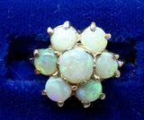 10k White Gold Ring with Genuine Natural Opal Rosette Cluster (#J3661)