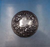 Sterling Silver and Glass Dresser Jar Floral Design on Lid 1 1/4" x 2" (#6838-2)