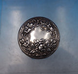 Sterling Silver and Glass Dresser Jar Floral Design on Lid 1 1/4" x 2" (#6838-2)
