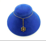 14k Gold Victorian Lavaliere Pendant with Genuine Natural Diamond (#J1916)