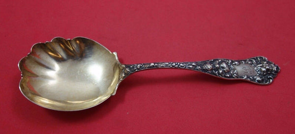 American Beauty by Shiebler Sterling Silver Preserve Spoon Gold Washed 7 1/4"