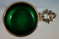 Acorn by Georg Jensen Sterling Silver Salt Dip with Green Enamel (#2677)
