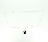 14k White Gold Pear Genuine Natural Cabachon Onyx Pendant with Diamonds (#J611)