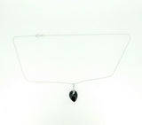 14k White Gold Pear Genuine Natural Cabachon Onyx Pendant with Diamonds (#J611)