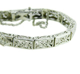 14k White Gold Filigree Diamond Sapphire Bracelet (#J4707)