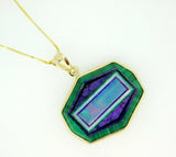 Jim Kaufmann 22 Carat Genuine Natural Opal Intarsia Pendant 14k Gold (#J5031)