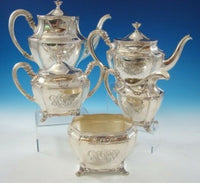 Georgian by Towle Sterling Tea Set 5pc w/Columnar Feet & Flower Swag (#0084)