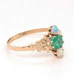 10k Yellow Gold Victorian Genuine Natural Emerald and Opal Ring (#J4823)