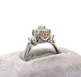 Platinum 1 Carat Total Weight Genuine Natural Diamond Rosette Ring (#J5495)