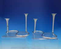 Michelsen Sterling Silver Candlestick Pair Modernistic S Curve #19H (#3923)