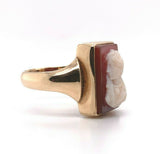 10k Yellow Gold Victorian Genuine Natural Agate Stone Cameo Ring (#J5411)