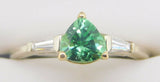 14k Gold .74ct Trillion Green Genuine Natural Tourmaline Ring w/ Diamonds #J4051