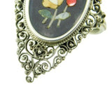 Sterling Pietra Dura Filigree Flower Ring Jewelry (#J4247)