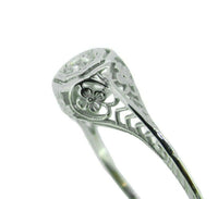 Art Deco 18k Filigree .15ct Genuine Natural Diamond Ring with Flowers (#J4766)