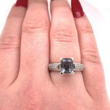 14k White Gold 2.36ct Grey Genuine Natural Spinel and Diamond Ring (#J5614)
