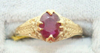 14K Gold Oval Genuine Natural Ruby Ring (#J2642)