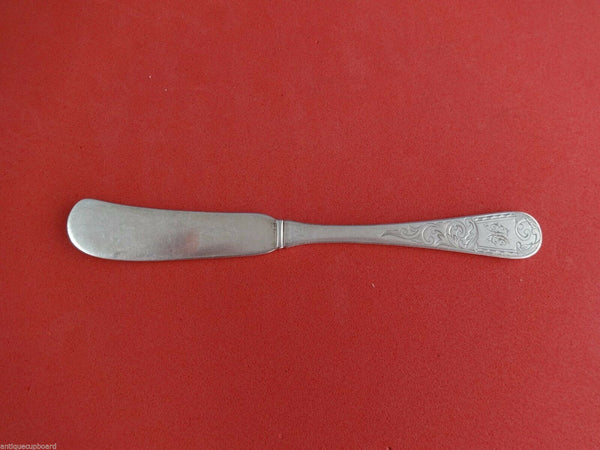 Mayflower by Unknown Coin Silver Butter Spreader Flat Handle 5 1/2"