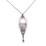 Genuine Natural Black Onyx and Diamond Platinum Pendant Necklace (#J5641)