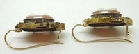 Victorian 14k Gold Genuine Natural Hard Stone Cameo Pin Earring 3pc Set (#J3775)