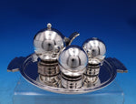 Pyramid by Georg Jensen Sterling Silver Condiment Set 4pc 11.5 ozt. (#7413)