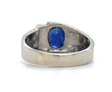 14k White Gold 1.53ct Genuine Natural Sapphire Men's Ring Jewelry (#J5833)