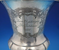 German .812 Silver Chalice Gold Washed Interior with Lid Chased Flowers (#6454)