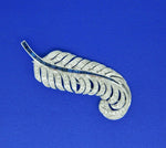 18k White Gold Feather Plume Genuine Natural Diamond and Sapphire Pin (#J4465)