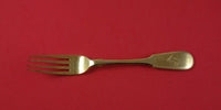 Russian Sterling Silver Dessert Fork Vermeil Dated 1886 1.48 ozt. 6 5/8"