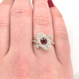 14k Yellow Gold GIA .71ct Genuine Natural Ruby and Diamond Ring Antique (#J6153)