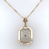10k Yellow Gold Genuine Natural Rock Crystal Diamond Pendant w/14k Chain #J6200